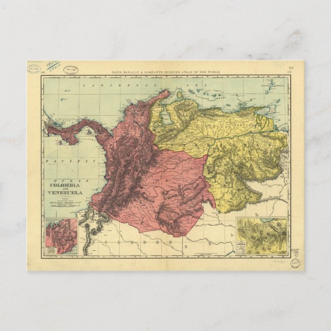 Postal Mapa de Colombia y Venezuela (1898) (Anverso)