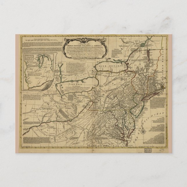 Postal Mapa de colonias británicas en América (1771) (Anverso)