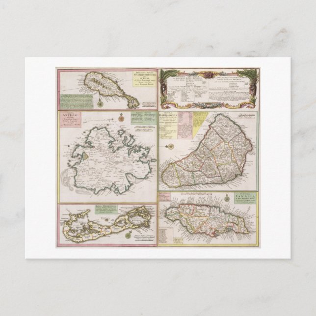 Postal Mapa de colonias inglesas en el Caribe, pub. (Anverso)