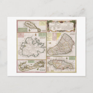 Postal Mapa de colonias inglesas en el Caribe, pub.