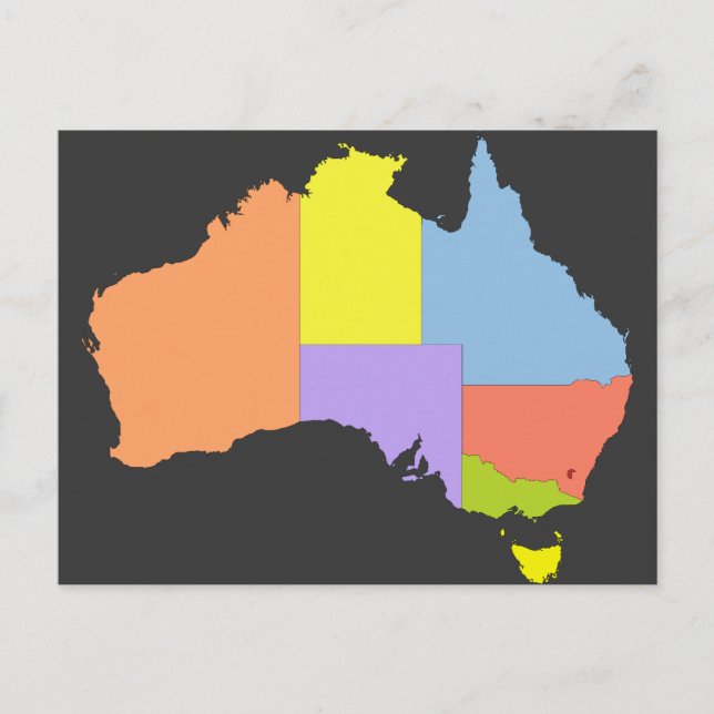 Postal Mapa de color de Australia, Australia (Anverso)