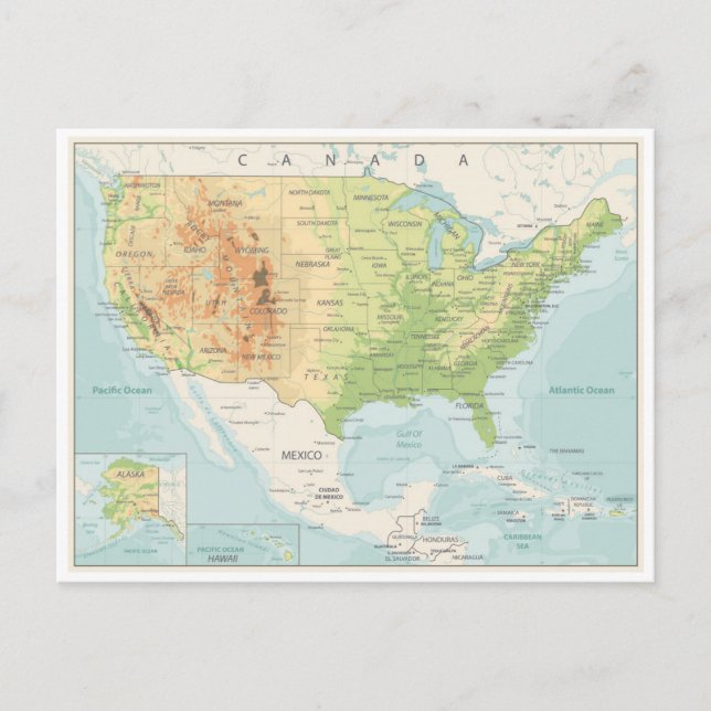 Postal Mapa de colores retro del mundo (Anverso)