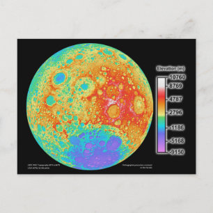 Postal Mapa de colores topográfico de la superficie lunar