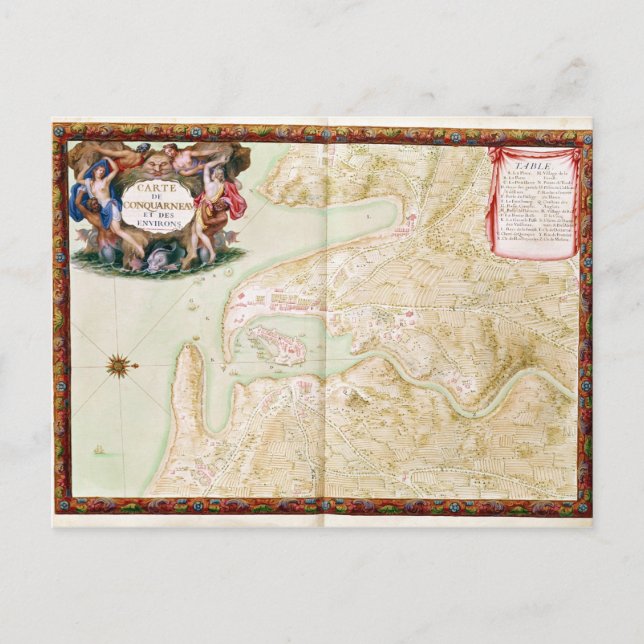 Postal Mapa de Concarneau (Anverso)