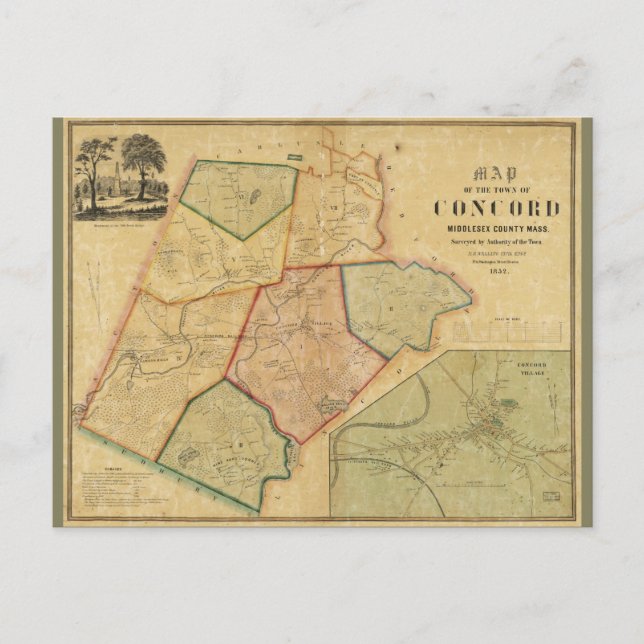 Postal Mapa de Concord Massachusetts (1852) (Anverso)