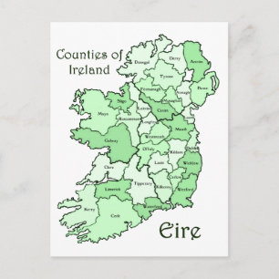 Postal Mapa de condados de Irlanda