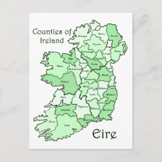 Postal Mapa de condados de Irlanda