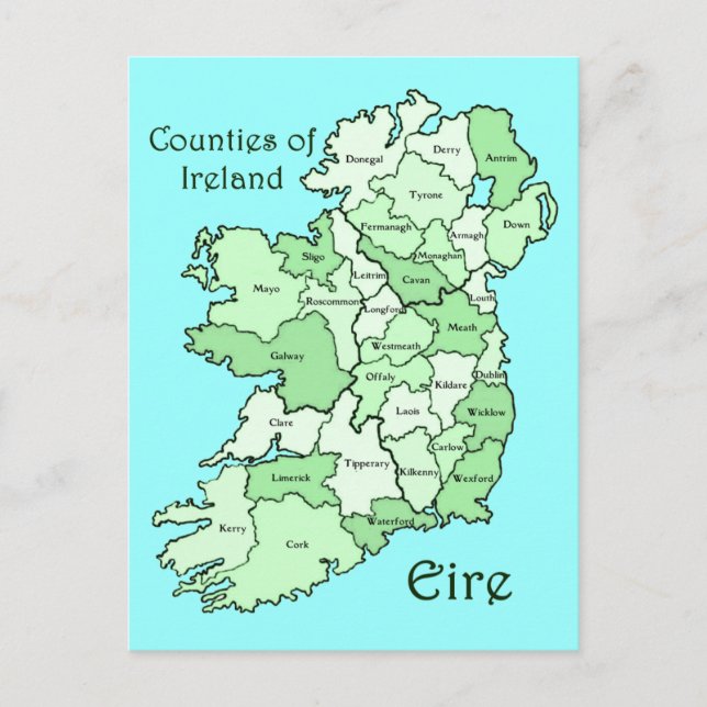 Postal Mapa de condados de Irlanda (Anverso)