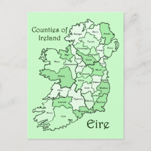 Postal Mapa de condados de Irlanda