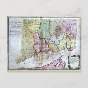 Postal Mapa de Connecticut 1766 antiguo