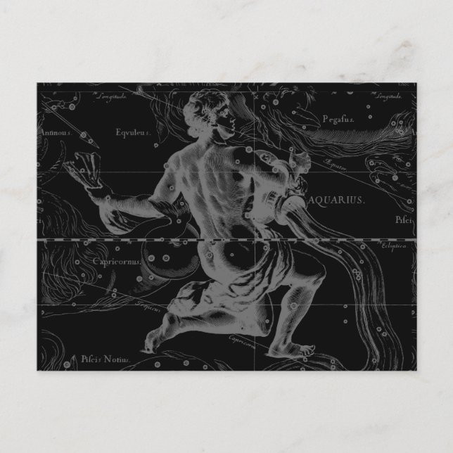 Postal Mapa de constelación de Rótulo de Aquarius de Heve (Anverso)