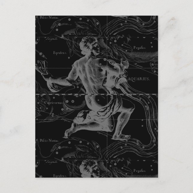 Postal Mapa de constelación de Rótulo de Aquarius de Heve (Anverso)