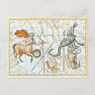 Postal Mapa de constelaciones celestes vintage
