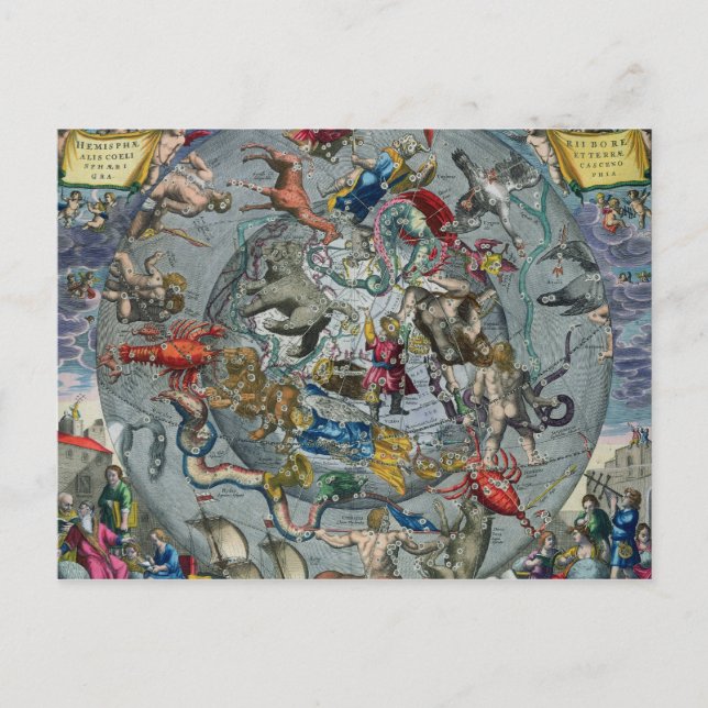 Postal Mapa de constelaciones del norte (Anverso)