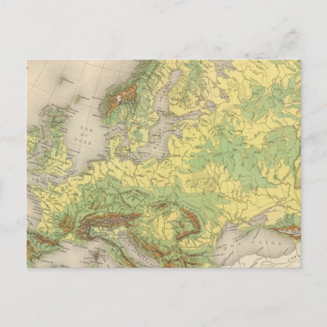 Postal Mapa de contorno de Europa (Anverso)