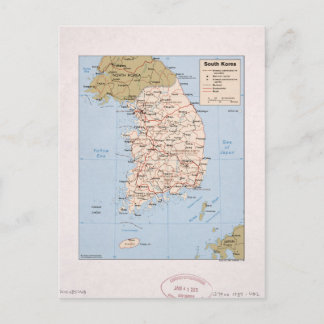 Postal Mapa de Corea del Sur (1989)