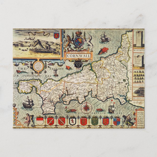 Postal Mapa de Cornwall (Anverso)