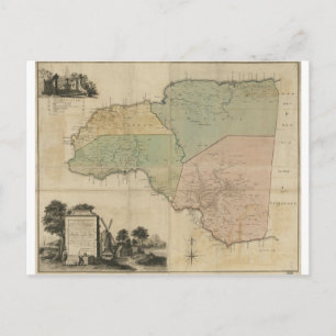 Postal Mapa de Cornwall Count Jamaica (1763)