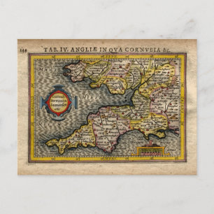 Postal Mapa de Cornwall, Devon, Somerset, etc...