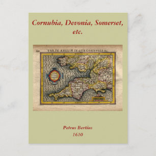 Postal Mapa de Cornwall, Devon, Somerset, etc...