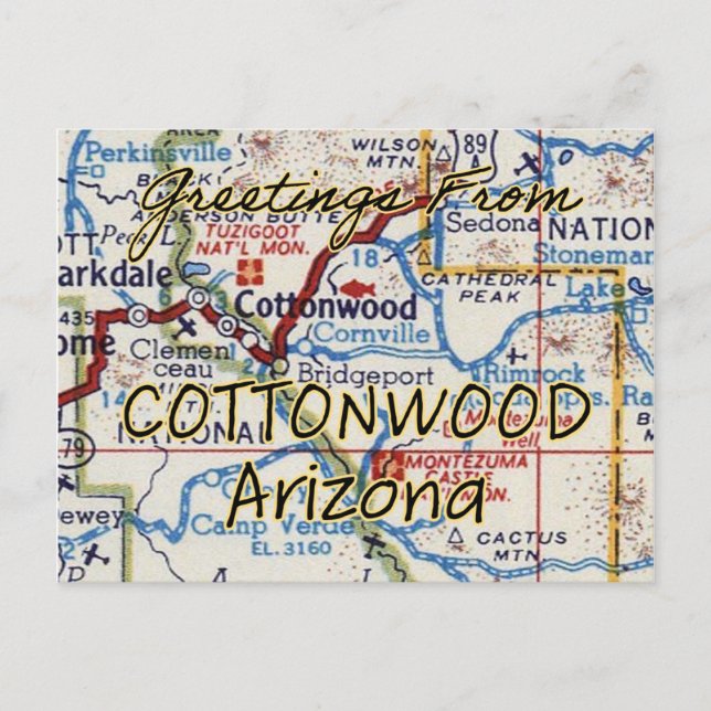 Postal Mapa de cosecha AZ de Cottonwood (Anverso)