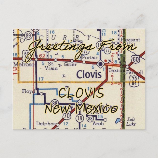 Postal Mapa de cosecha de Clovis NM (Anverso)
