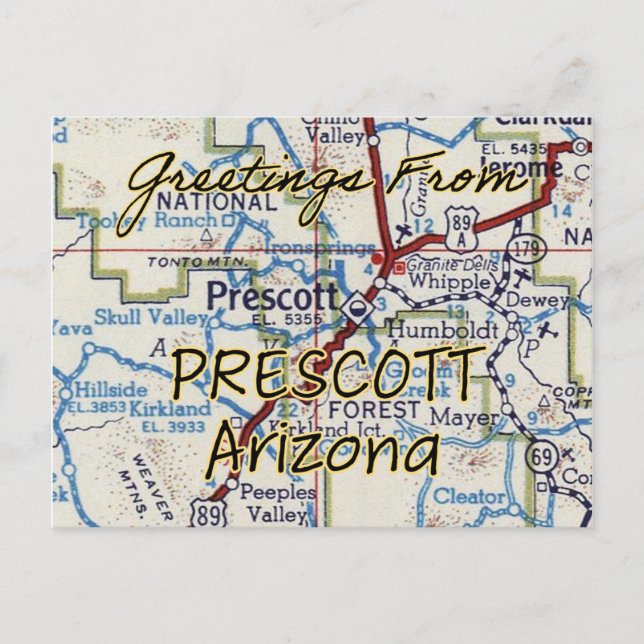 Postal Mapa de cosecha de cosecha de precott AZ (Anverso)