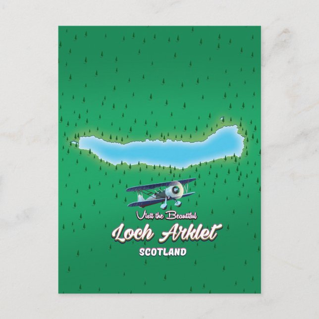 Postal mapa de cosecha de loch Arklet mapa de Escocia vin (Anverso)