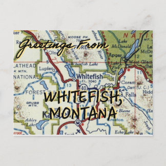 Postal Mapa de cosecha de peces blancos MT Vintage