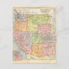 Postal Mapa de cosecha de vacas de Estados Unidos Occiden