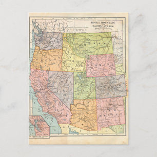 Postal Mapa de cosecha de vacas de Estados Unidos Occiden