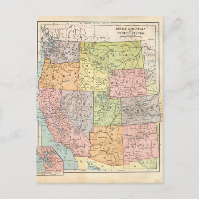 Postal Mapa de cosecha de vacas de Estados Unidos Occiden (Anverso)