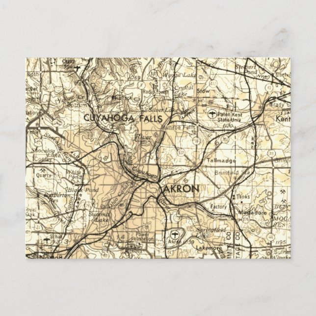 Postal Mapa de cosechas de Akron Ohio (Anverso)