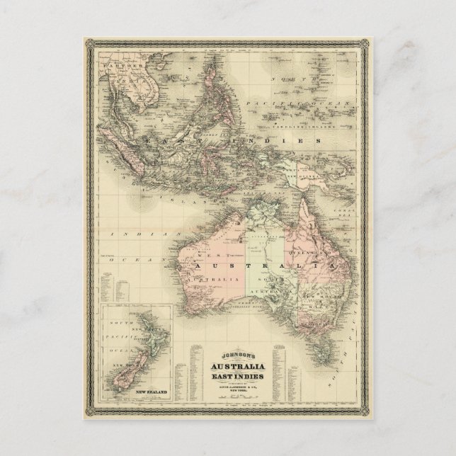Postal Mapa de cosechas de Australia y las Indias Orienta (Anverso)