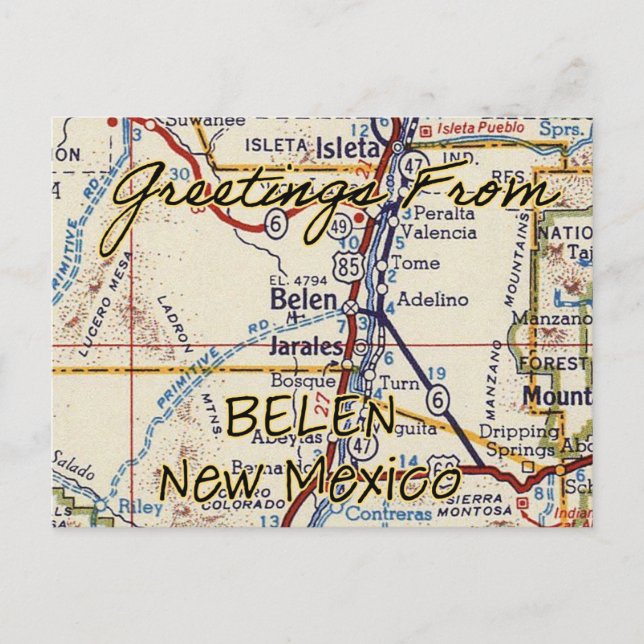 Postal Mapa de cosechas de Belén Nuevo México (Anverso)