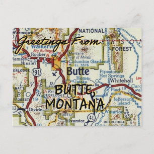 Postal Mapa de cosechas de Butte Montana
