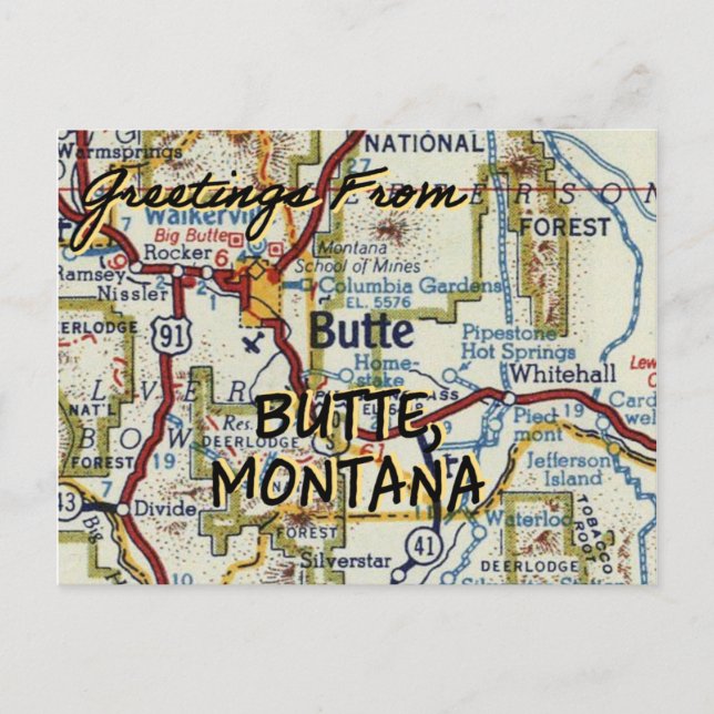 Postal Mapa de cosechas de Butte Montana (Anverso)