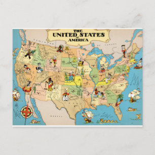 Postal Mapa de cosechas de Estados Unidos
