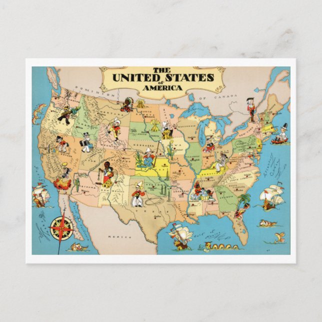 Postal Mapa de cosechas de Estados Unidos (Anverso)