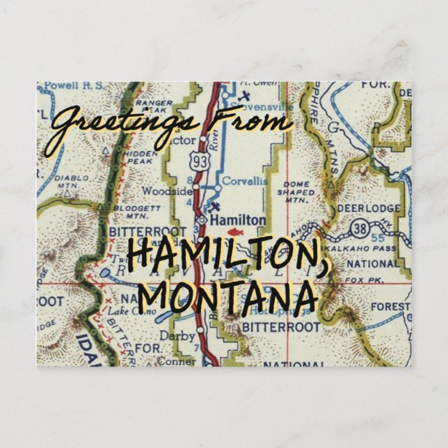 Postal Mapa de cosechas de Hamilton Montana (Anverso)