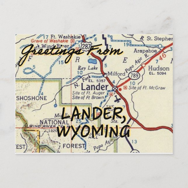 Postal Mapa de cosechas de Lander Wyoming (Anverso)