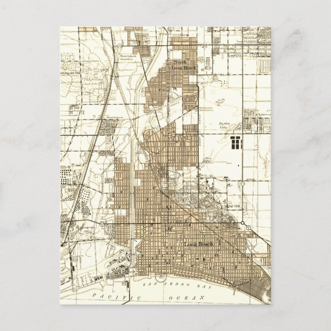 Postal Mapa de cosechas de Long Beach California (Anverso)