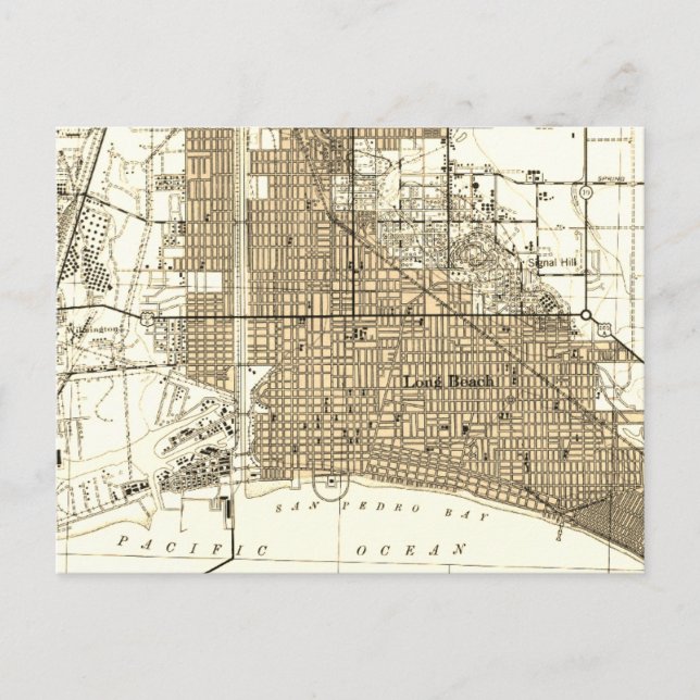 Postal Mapa de cosechas de Long Beach California (Anverso)