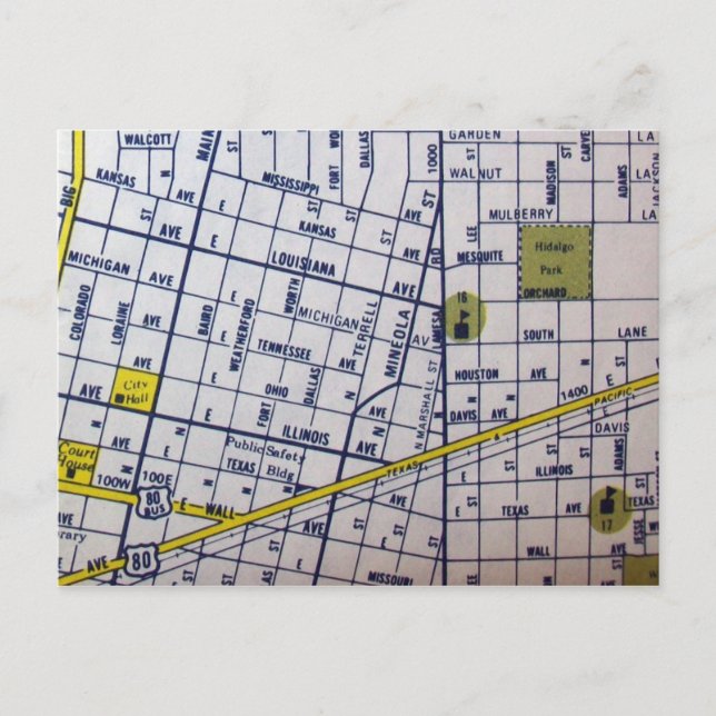 Postal Mapa de cosechas de Midland, TX (Anverso)