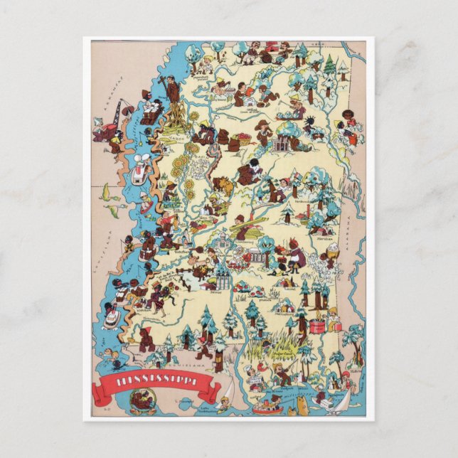 Postal Mapa de cosechas de misisipi (Anverso)