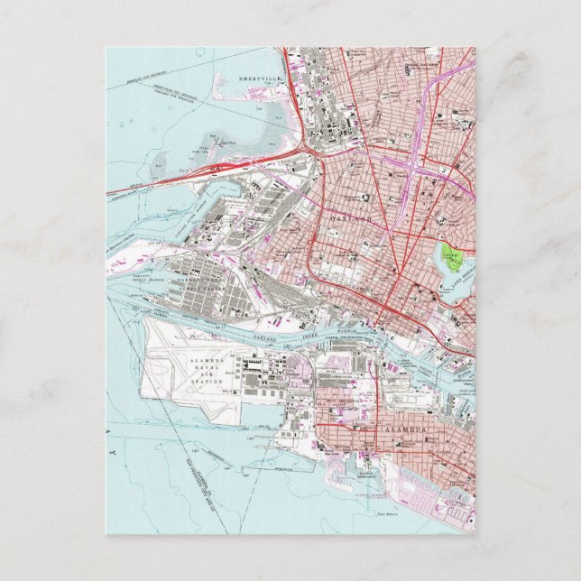 Postal Mapa de cosechas de Oakland Alameda California (Anverso)