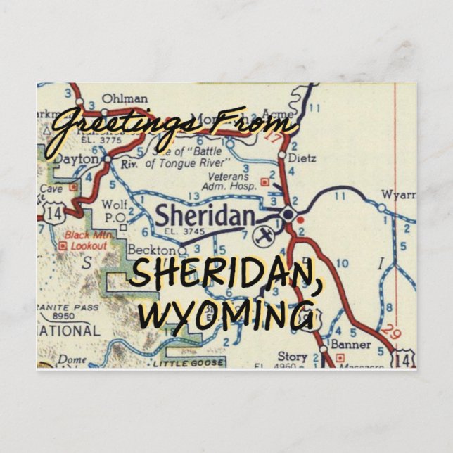 Postal Mapa de cosechas de Sheridan WY (Anverso)