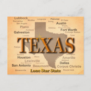 Postal Mapa de cosechas de Texas