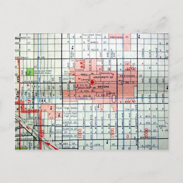 Postal Mapa de cosechas de Tucson, AZ (Anverso)