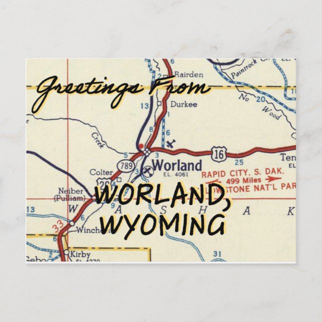 Postal Mapa de cosechas de Worland Wyoming (Anverso)